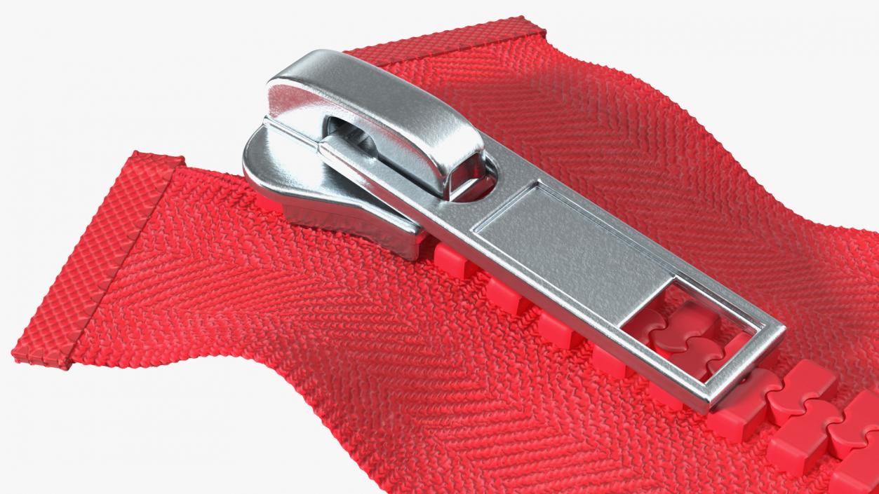 3D model One Sided Plastic Zipper Closed Red