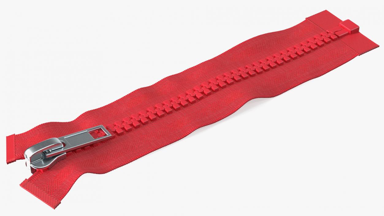 3D model One Sided Plastic Zipper Closed Red