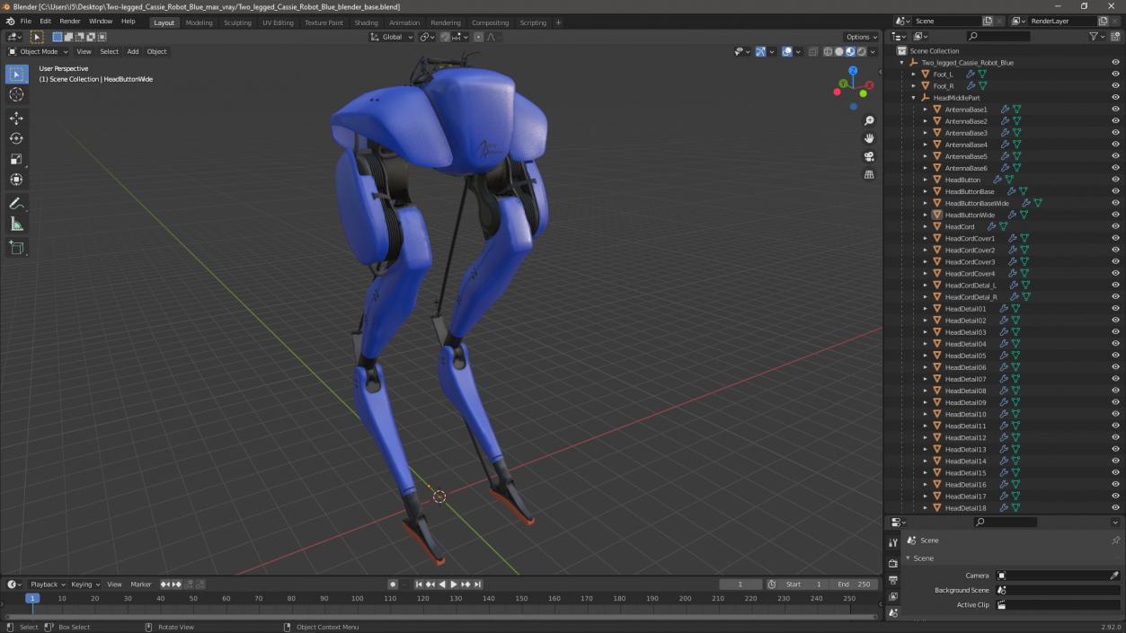 3D Two-legged Cassie Robot Blue model