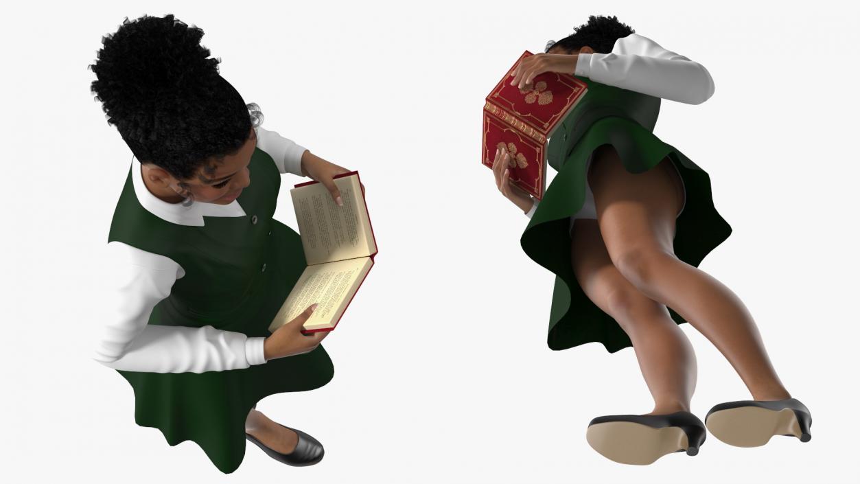 3D Light Skin Young Black Female Student Standing Pose