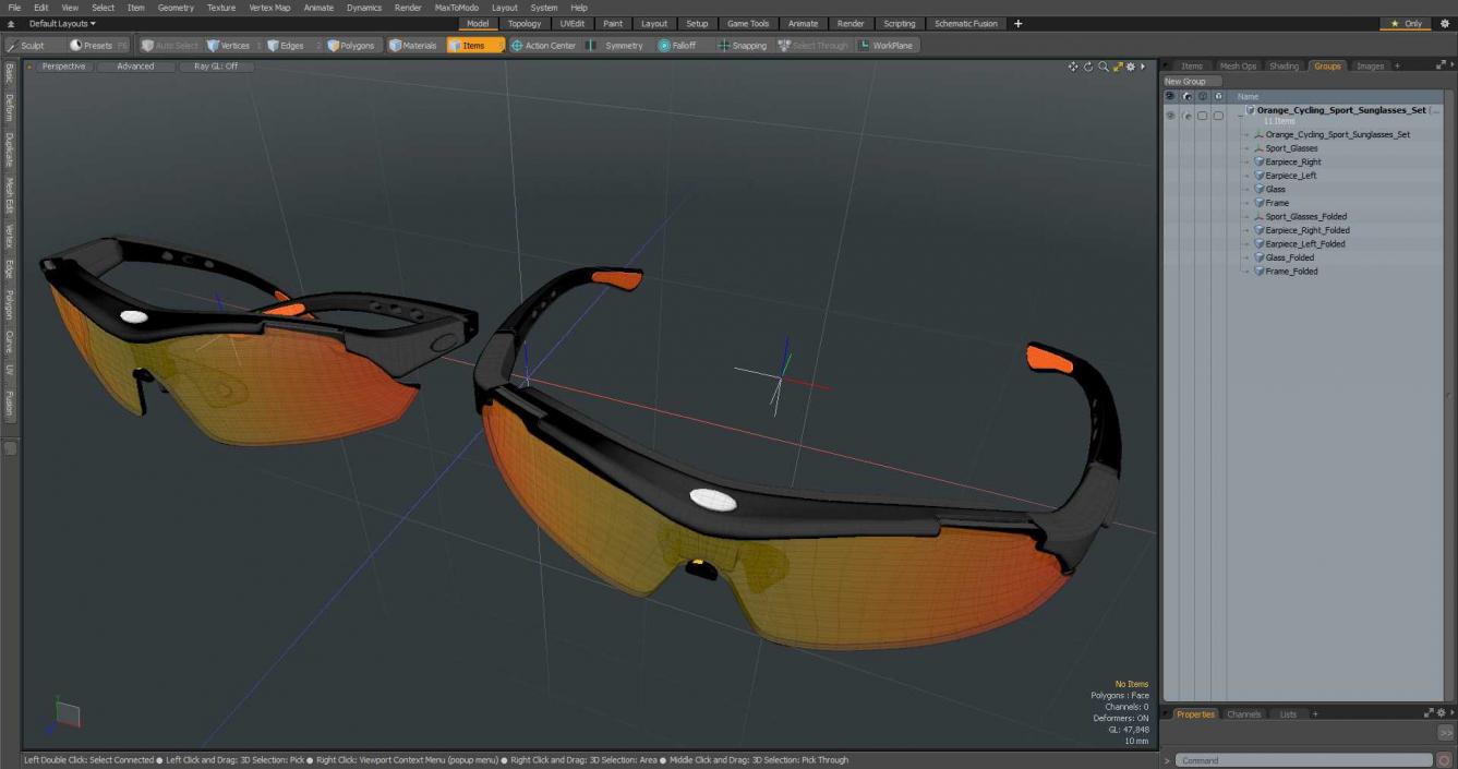 3D model Orange Cycling Sport Sunglasses Set