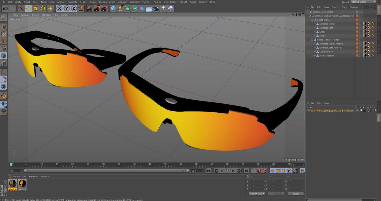 3D model Orange Cycling Sport Sunglasses Set