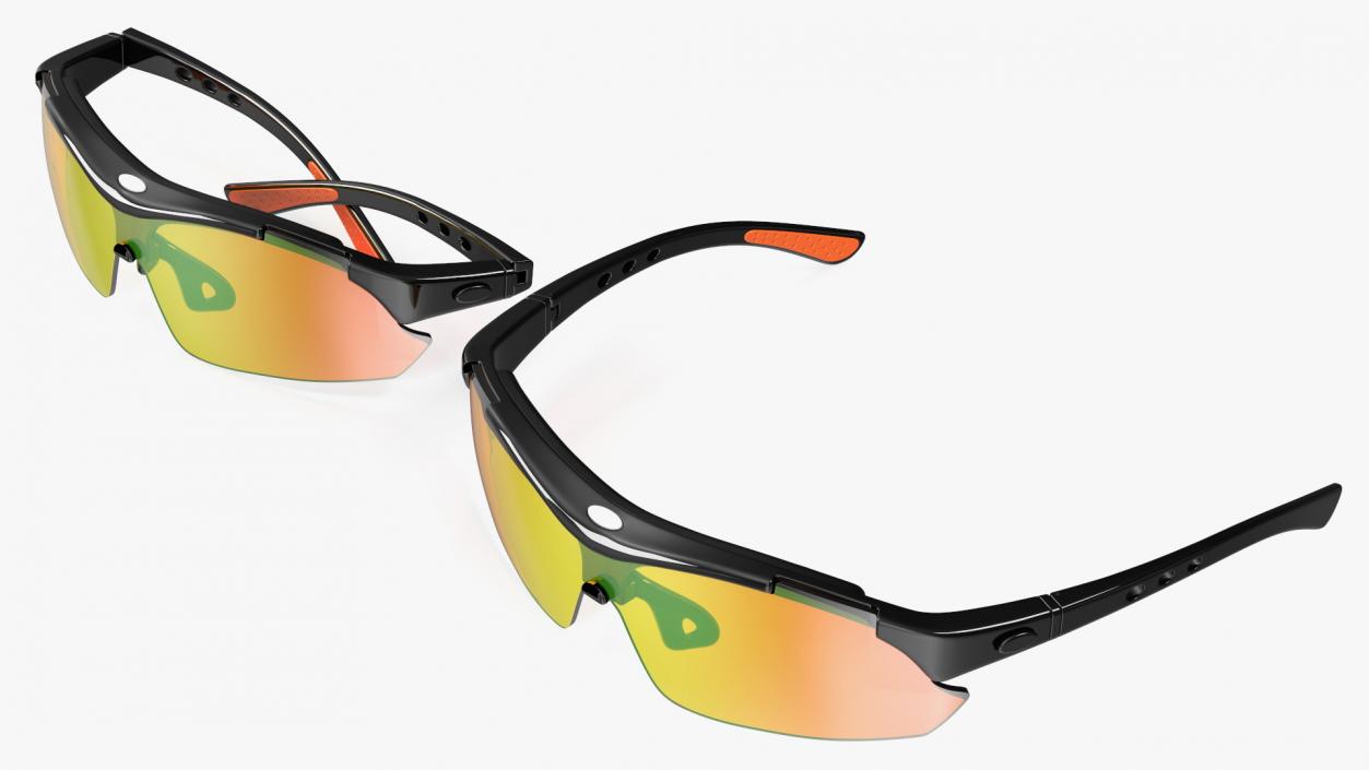 3D model Orange Cycling Sport Sunglasses Set