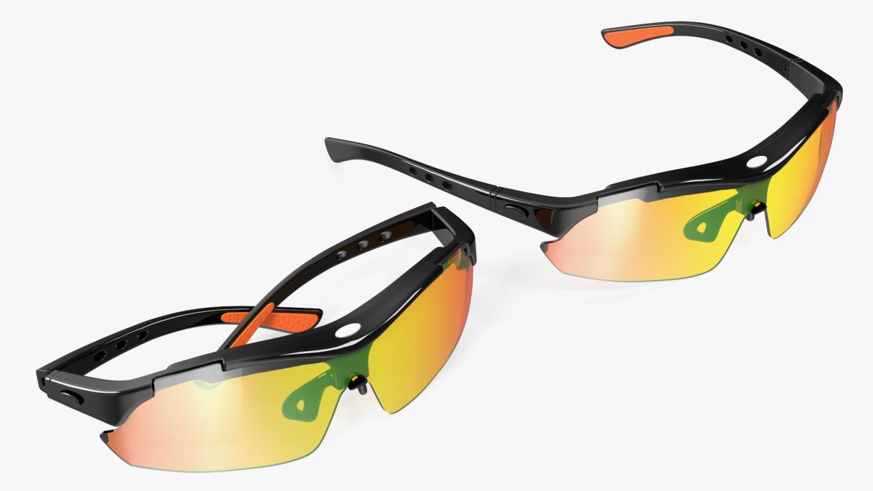 3D model Orange Cycling Sport Sunglasses Set