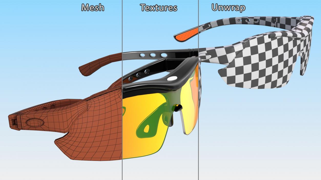 3D model Orange Cycling Sport Sunglasses Set