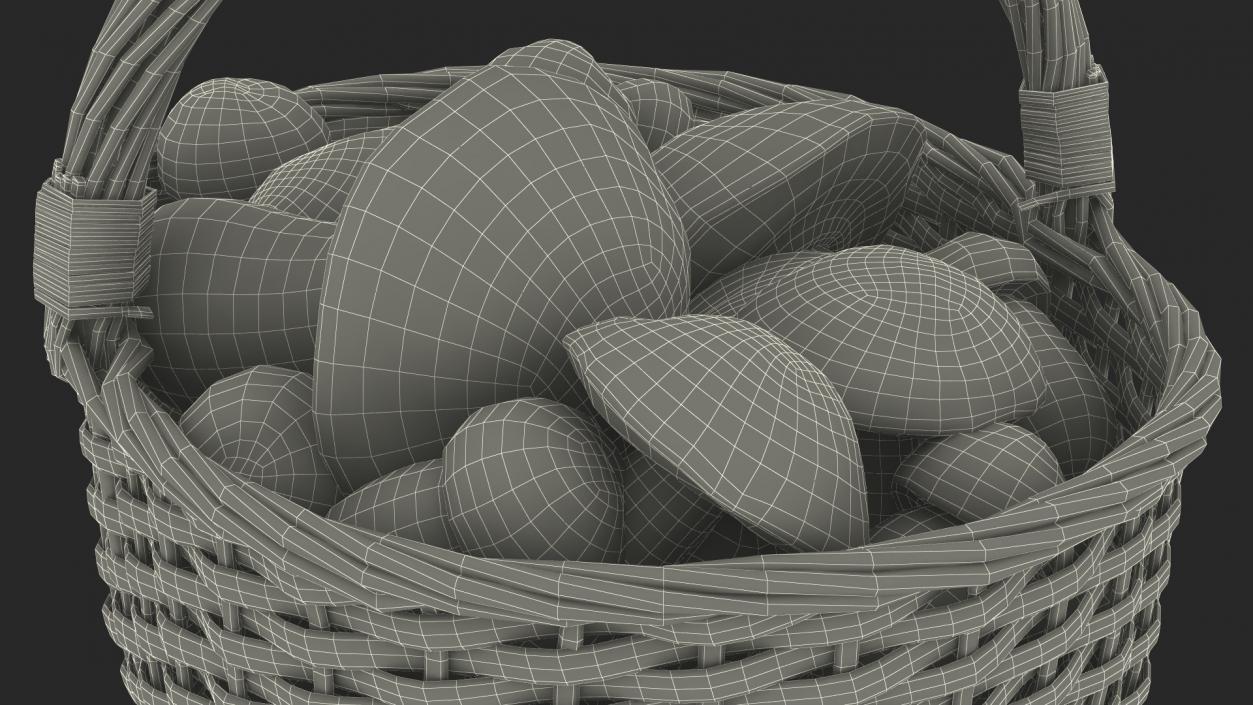 3D Straw Basket Of Porcini Mushrooms model