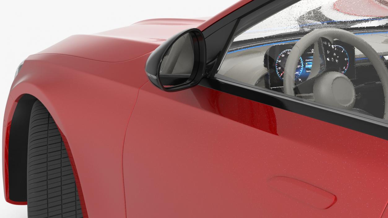 3D Luxury Car Red Sedan Rigged for Maya