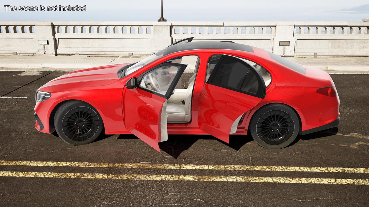 Luxury Car Red Sedan Rigged 3D