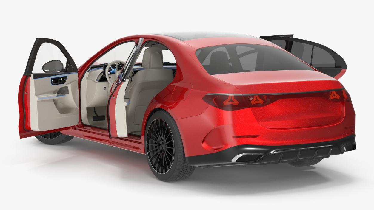 3D Luxury Car Red Sedan Rigged for Maya