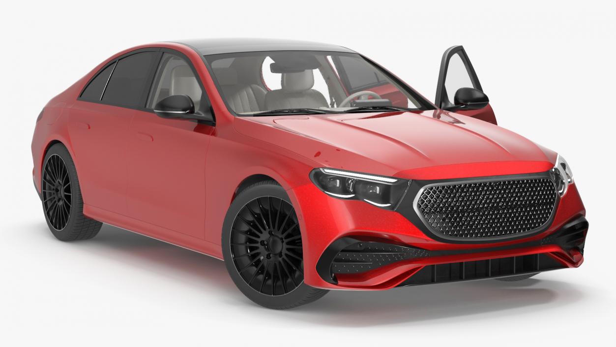 Luxury Car Red Sedan Rigged 3D