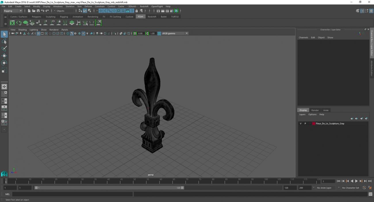 Fleur De Lis Sculpture Gray 2 3D model