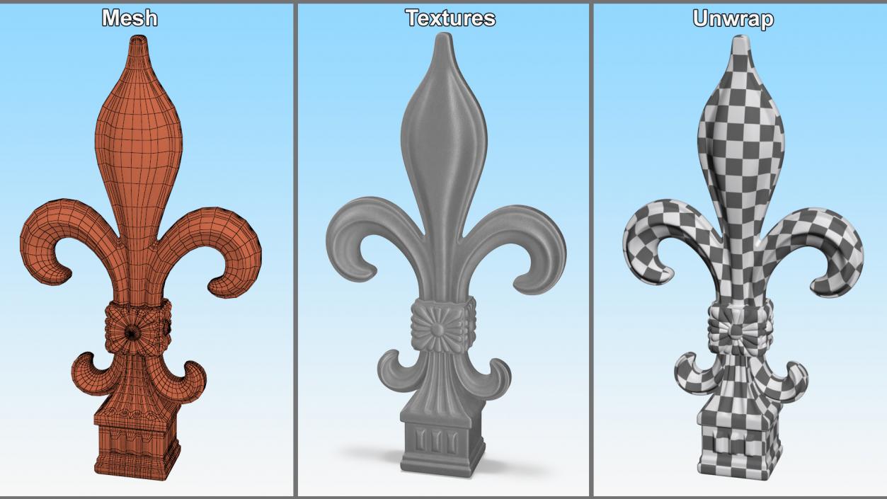 Fleur De Lis Sculpture Gray 2 3D model