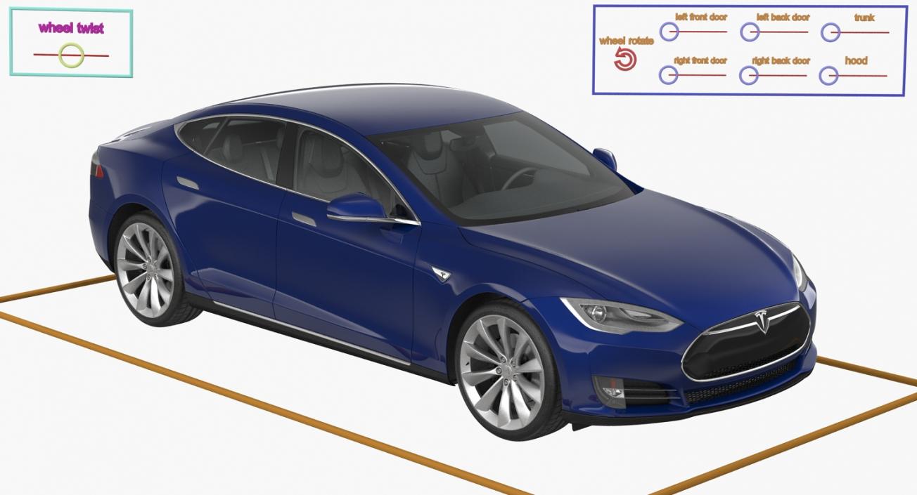 3D Tesla Model S P100D 2015 Rigged