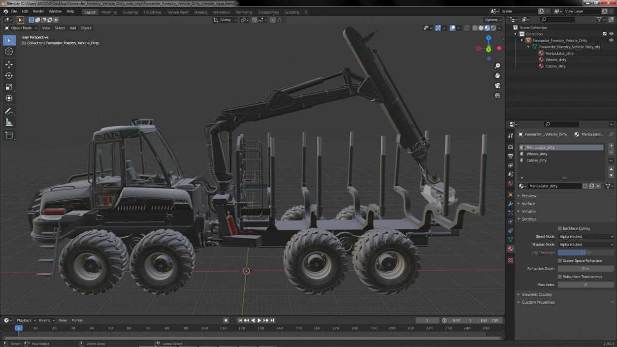 3D model Forwarder Forestry Vehicle Dirty(1)