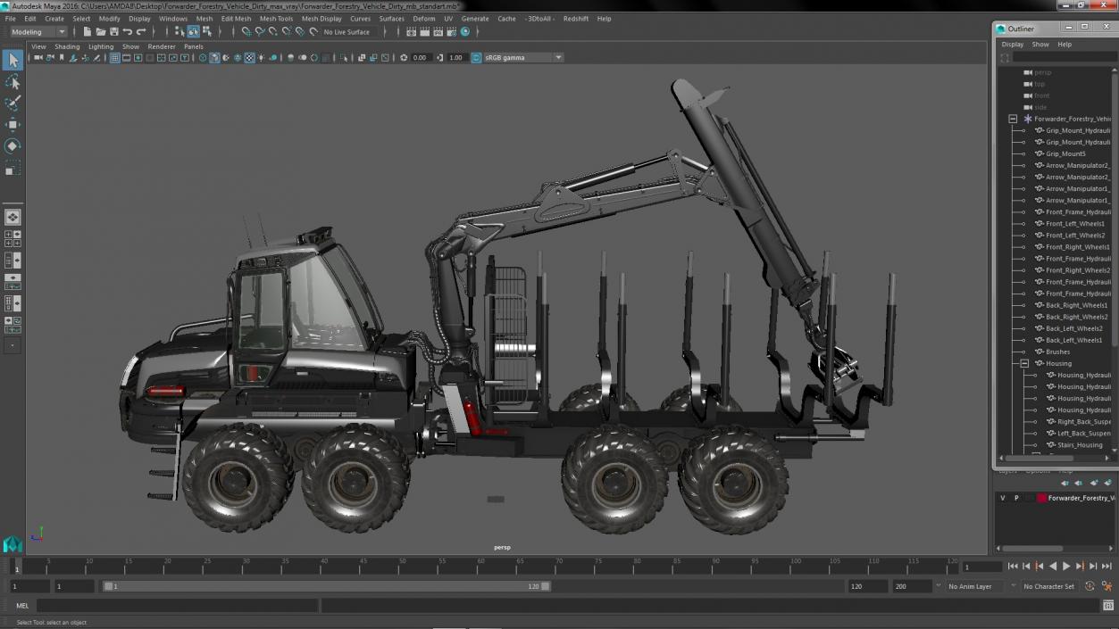 3D model Forwarder Forestry Vehicle Dirty(1)