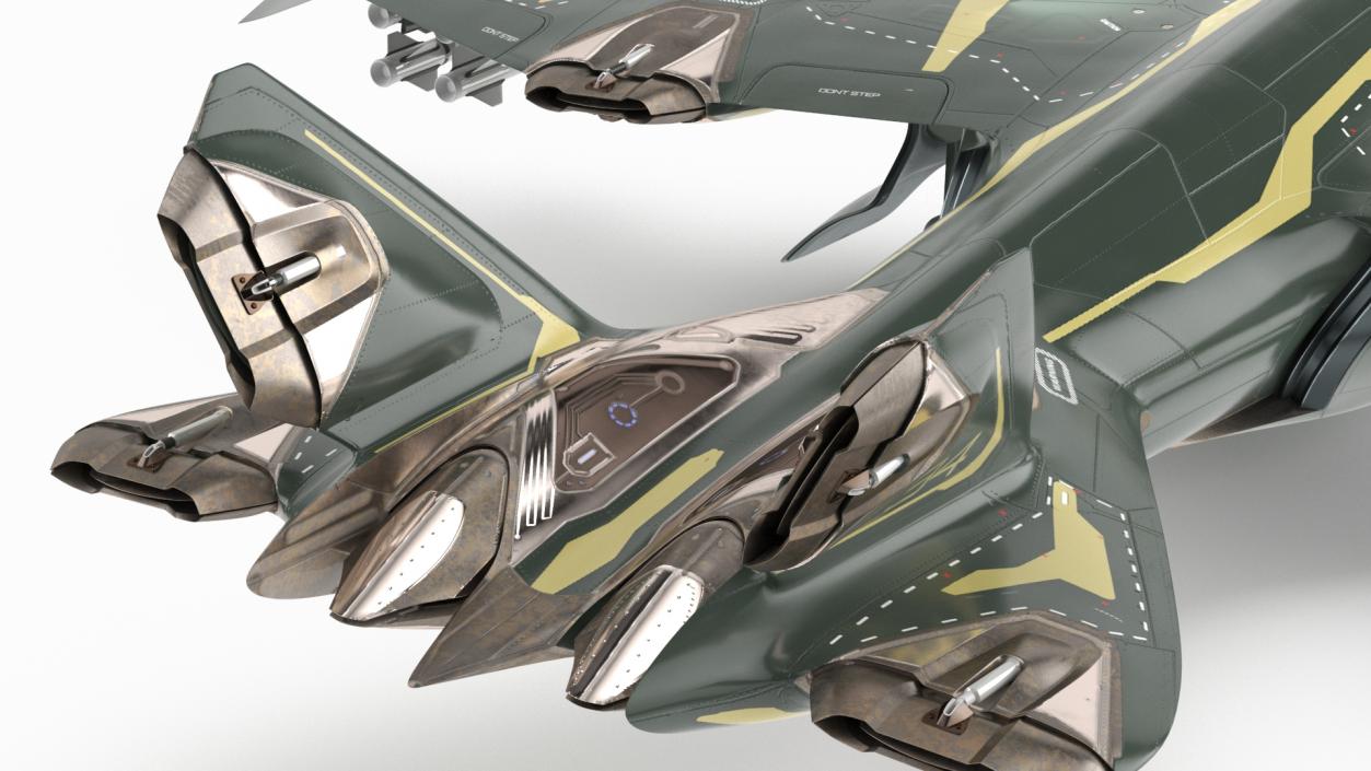 Armed Futuristic Military Fighter Green 3D model