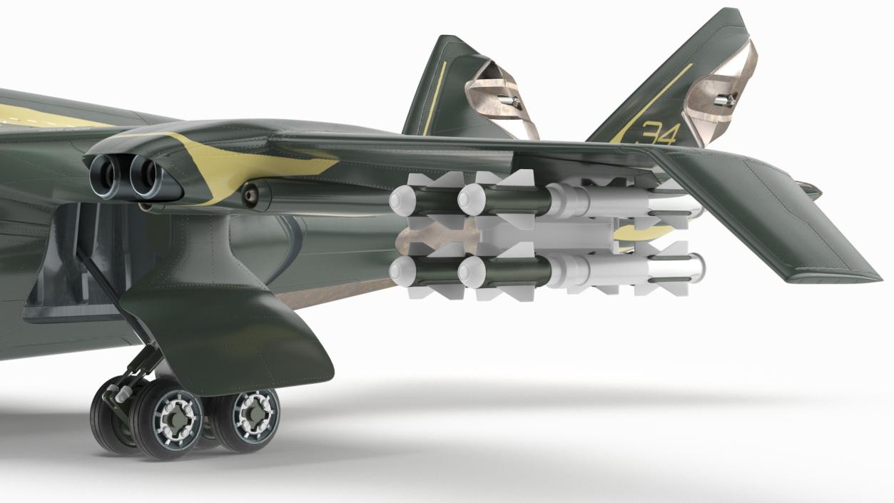 Armed Futuristic Military Fighter Green 3D model