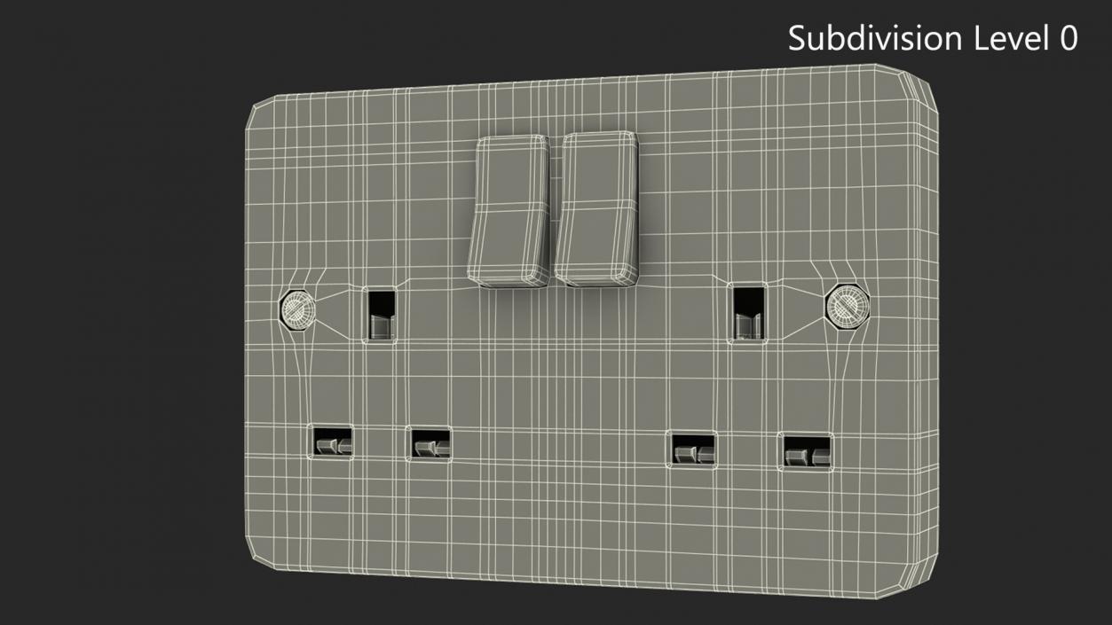 3D model UK Double Socket with Switches