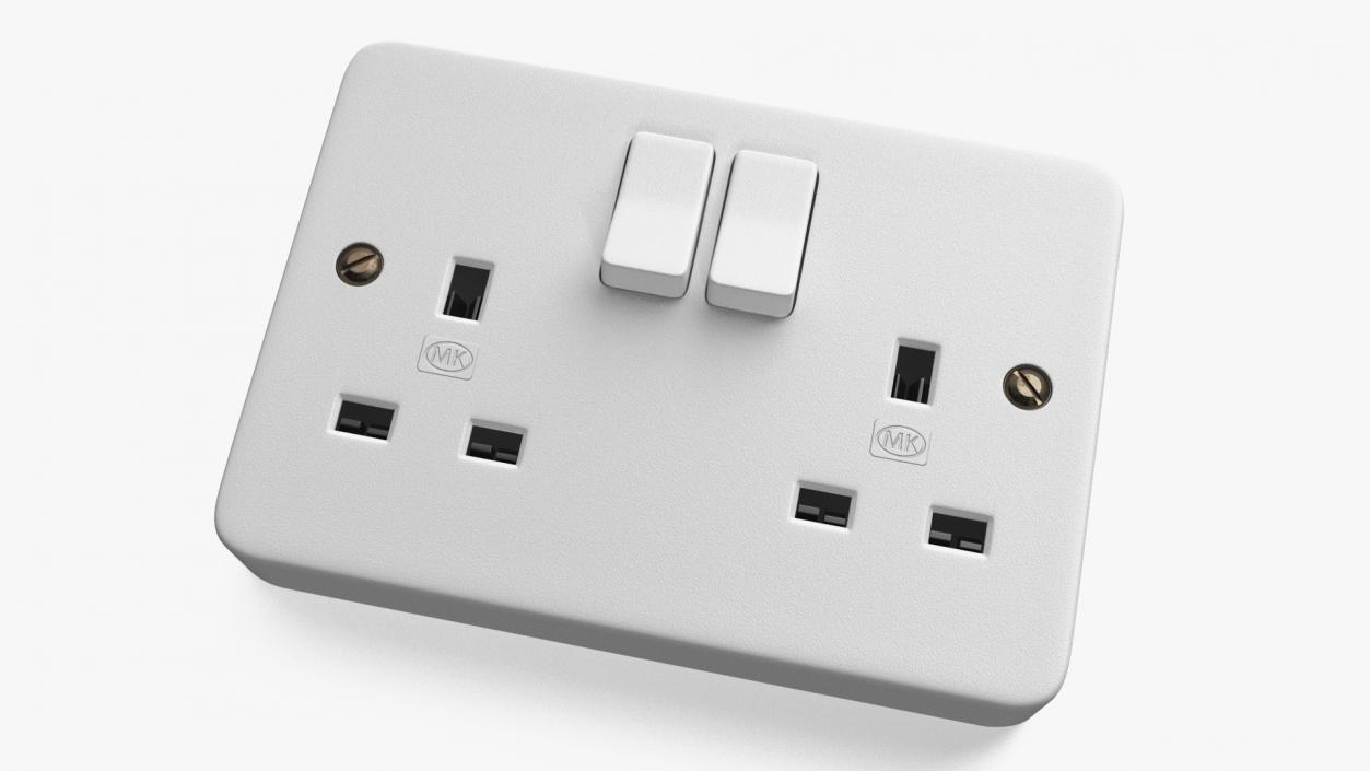 3D model UK Double Socket with Switches