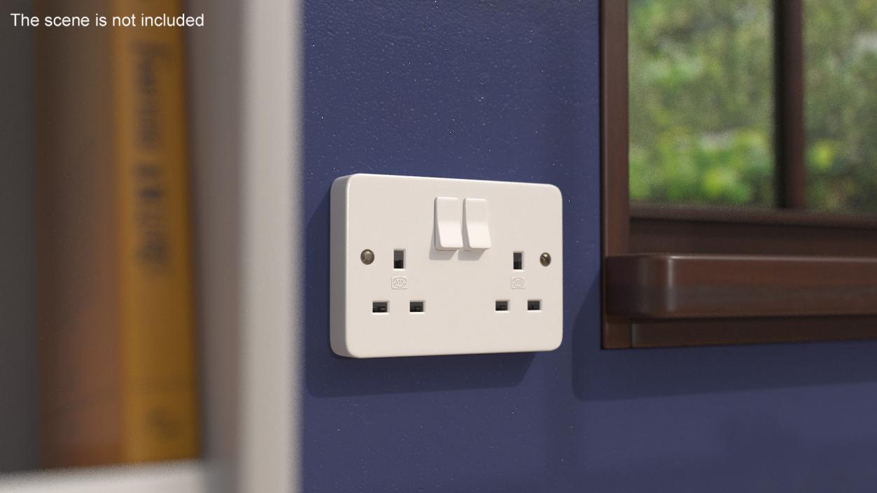 3D model UK Double Socket with Switches