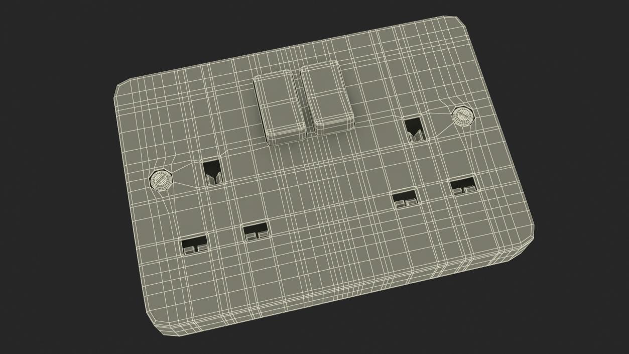 3D model UK Double Socket with Switches