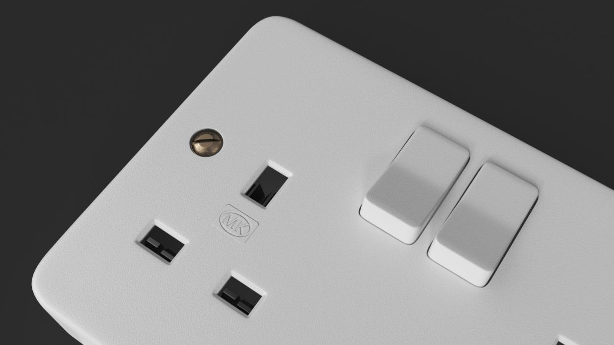 3D model UK Double Socket with Switches