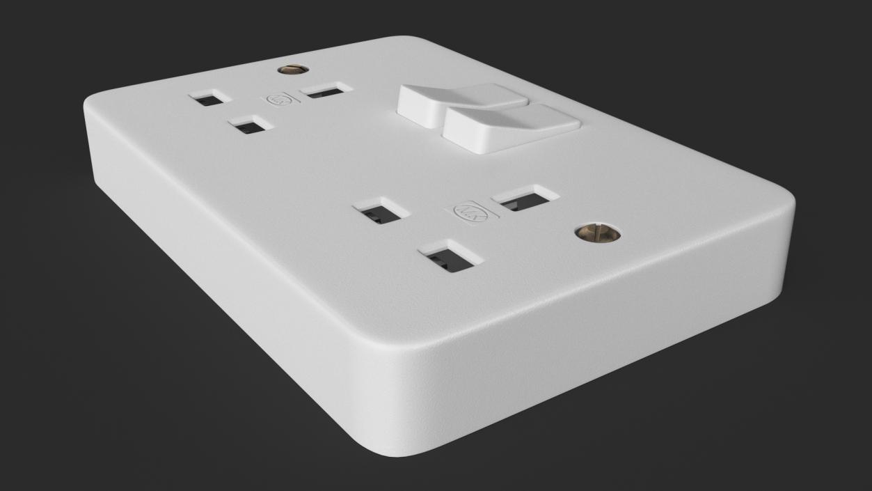 3D model UK Double Socket with Switches