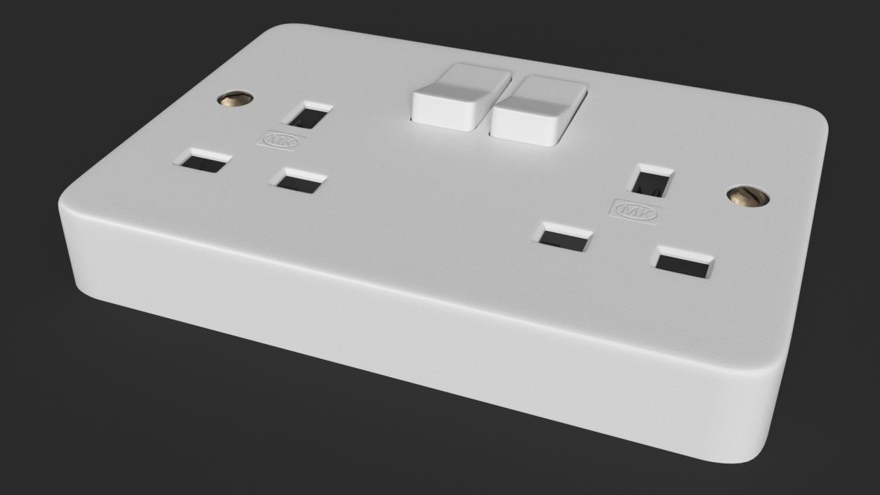 3D model UK Double Socket with Switches