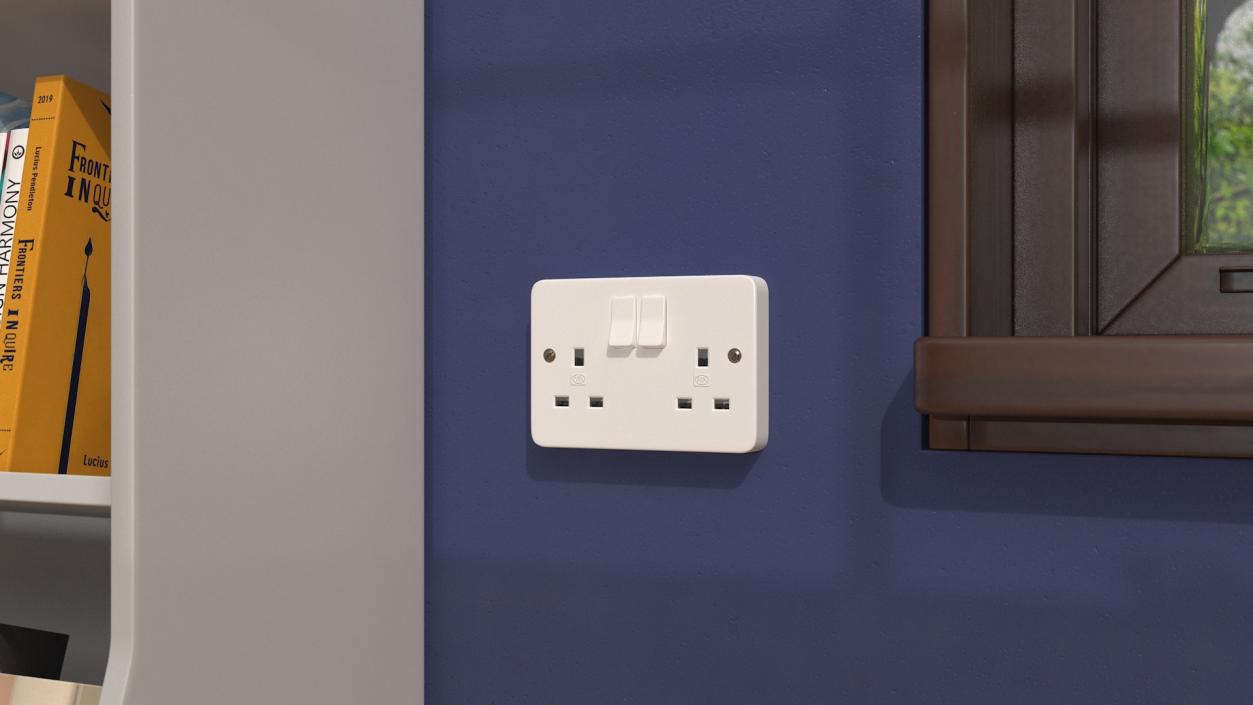 3D model UK Double Socket with Switches