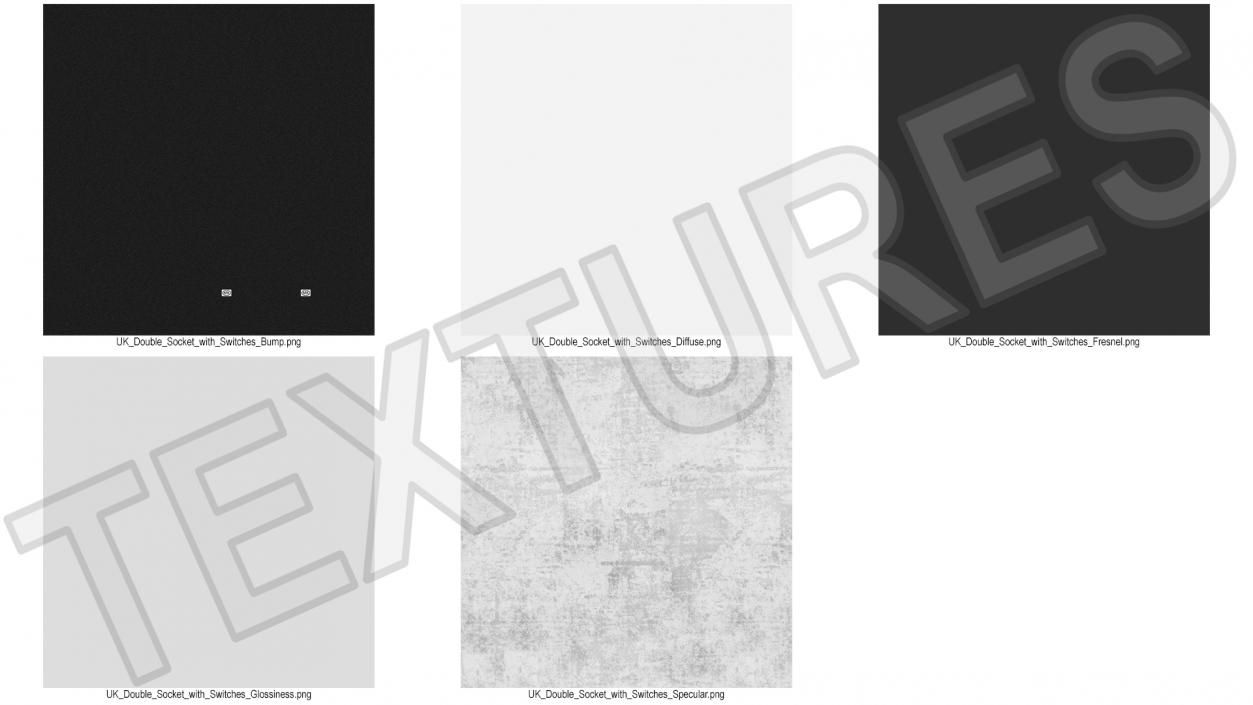 3D model UK Double Socket with Switches