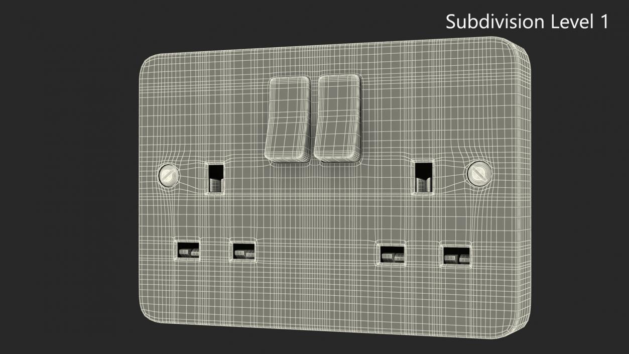 3D model UK Double Socket with Switches