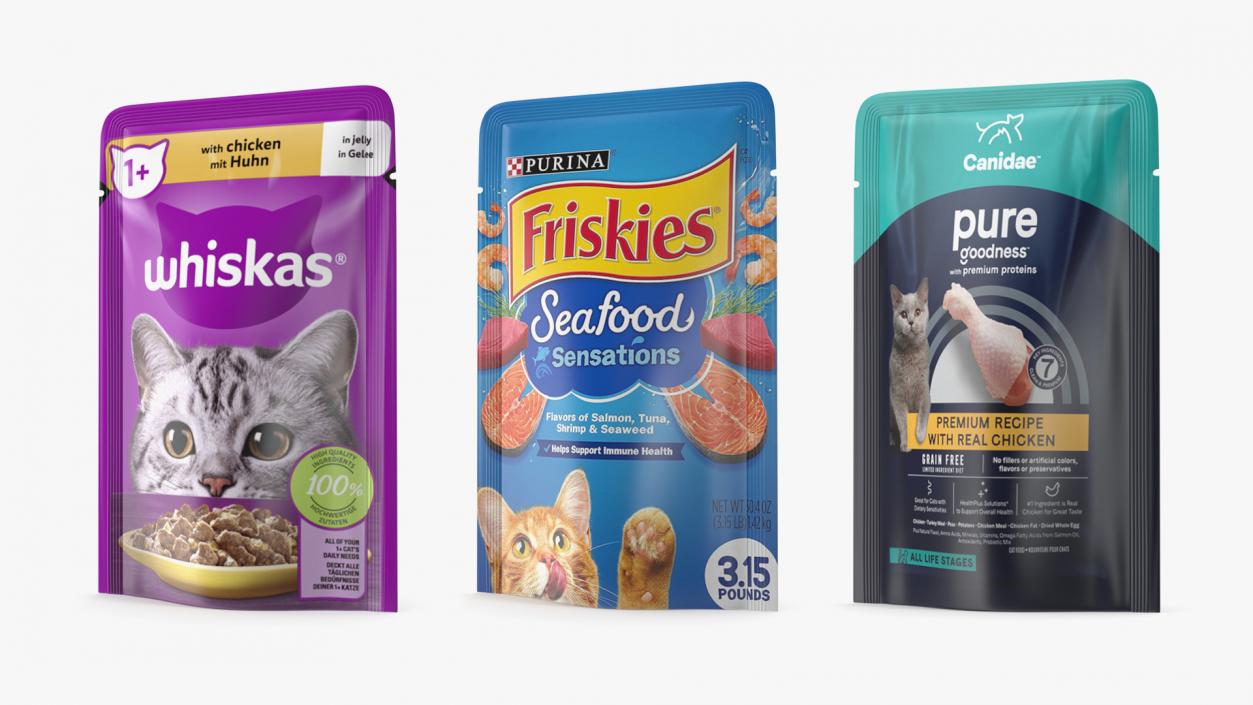 Cat Food Pouches Collection 3D