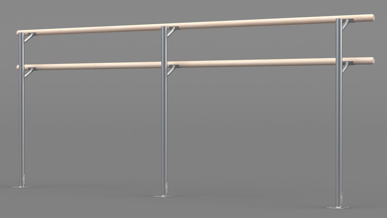 3D Double Ballet Barre Floor Mounted model