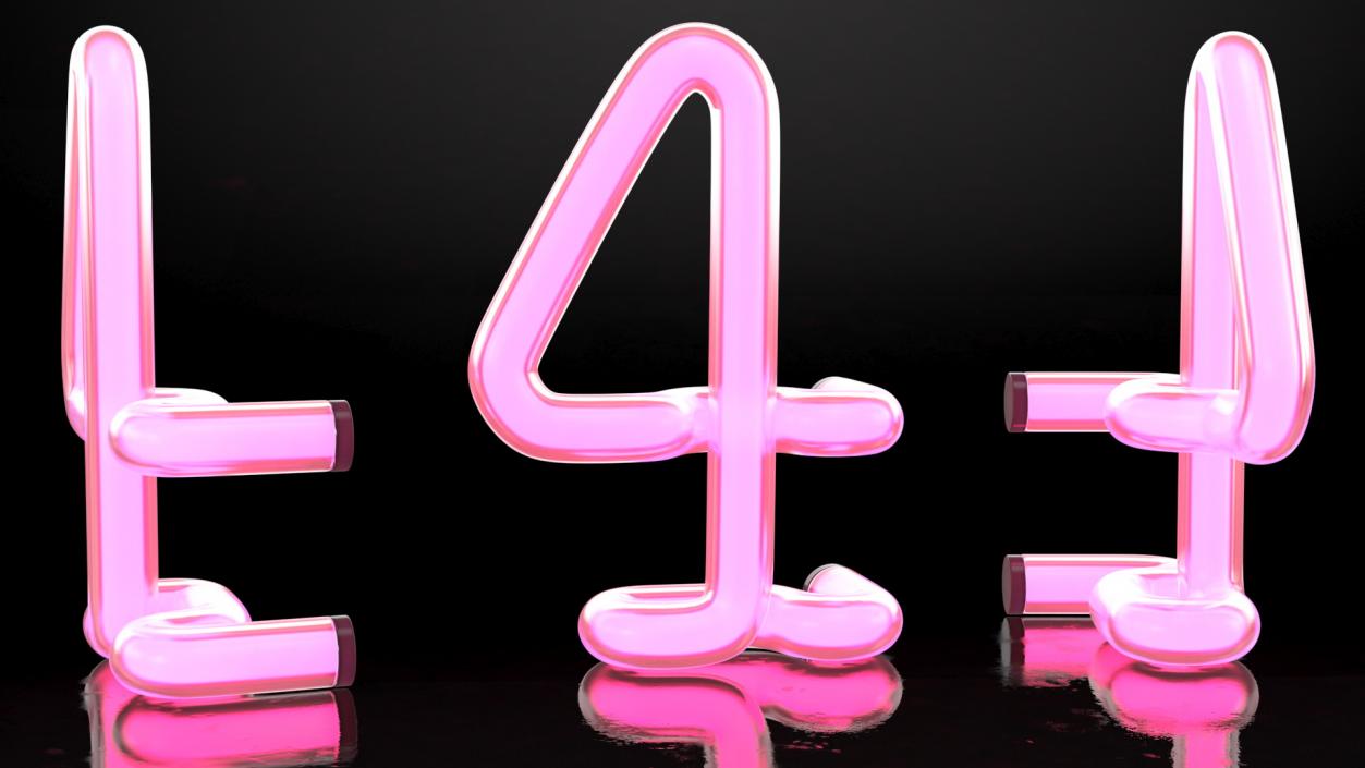 3D Glowing Neon Tube Light Digit 4