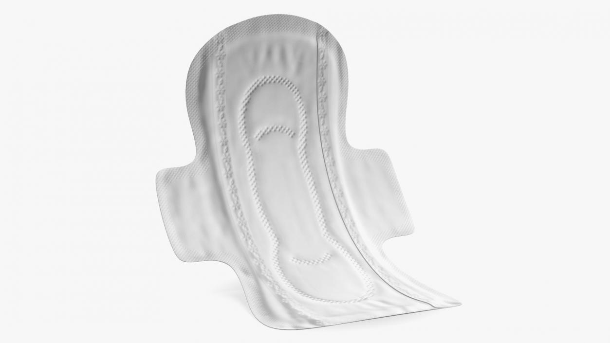 Curved Sanitary Napkin Pad with Wings 3D