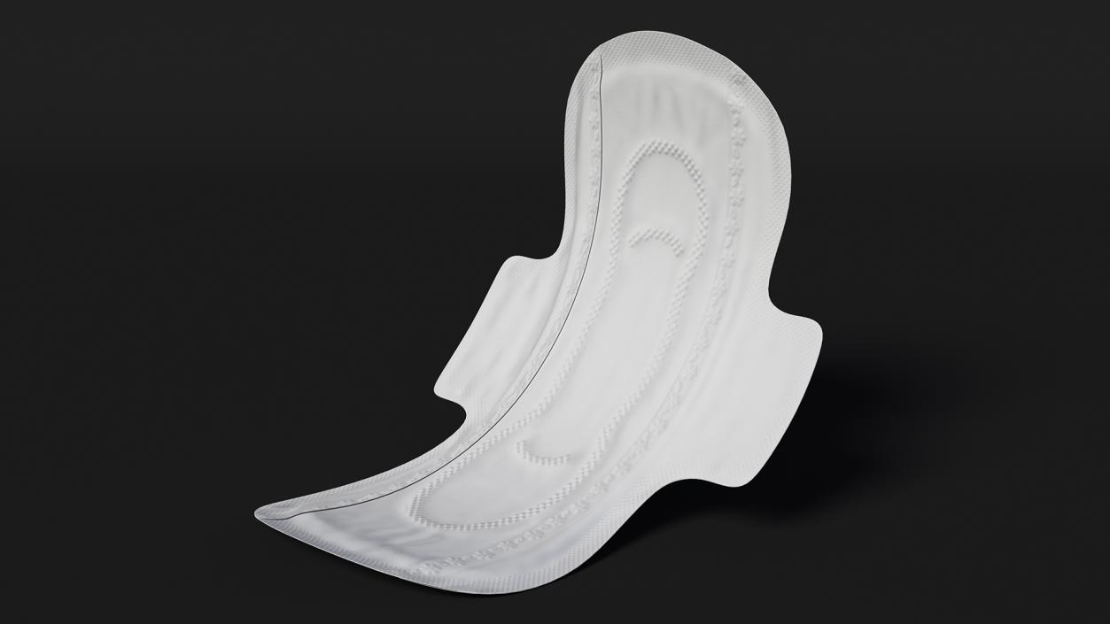 Curved Sanitary Napkin Pad with Wings 3D