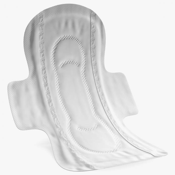 Curved Sanitary Napkin Pad with Wings 3D