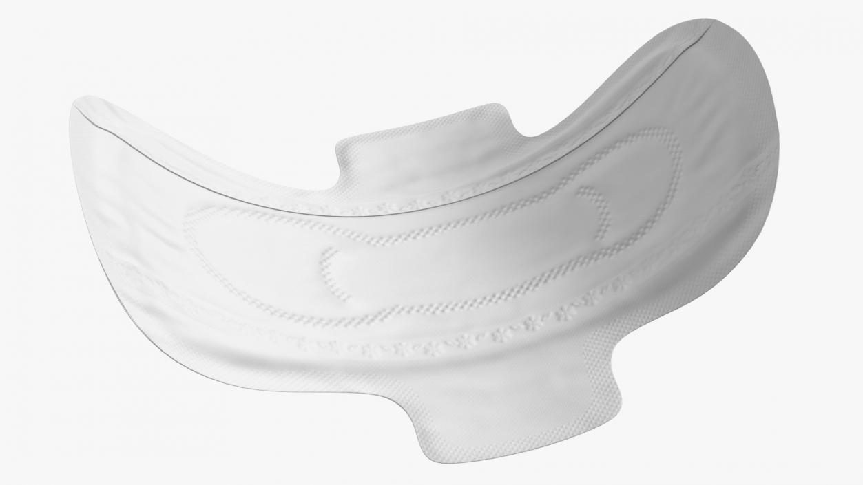 Curved Sanitary Napkin Pad with Wings 3D