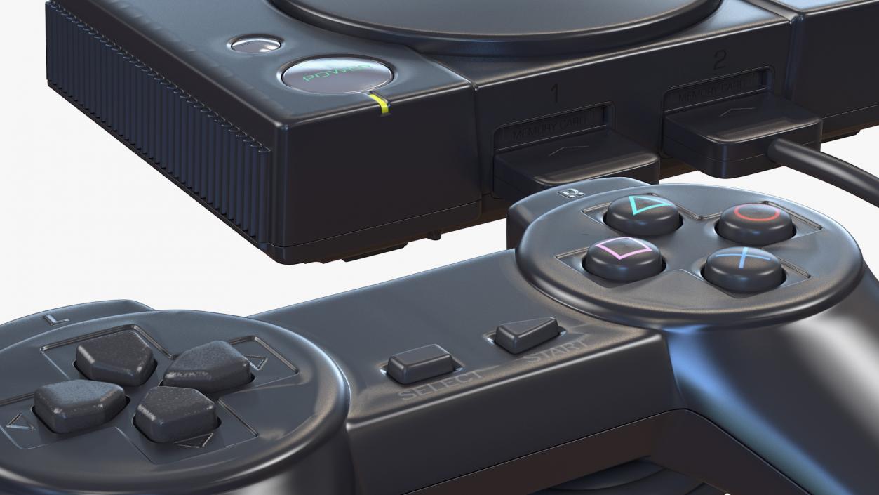 Old Gaming Console with Controller 3D model