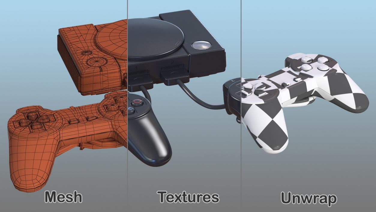 Old Gaming Console with Controller 3D model