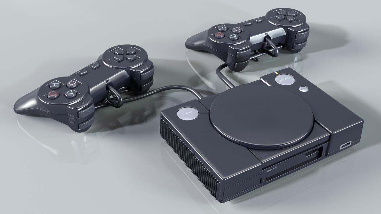 Old Gaming Console with Controller 3D model