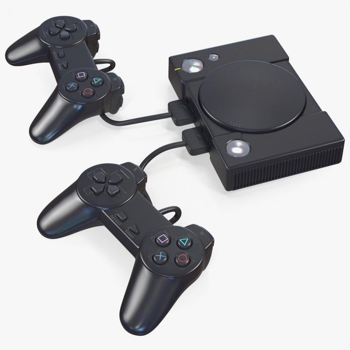 Old Gaming Console with Controller 3D model