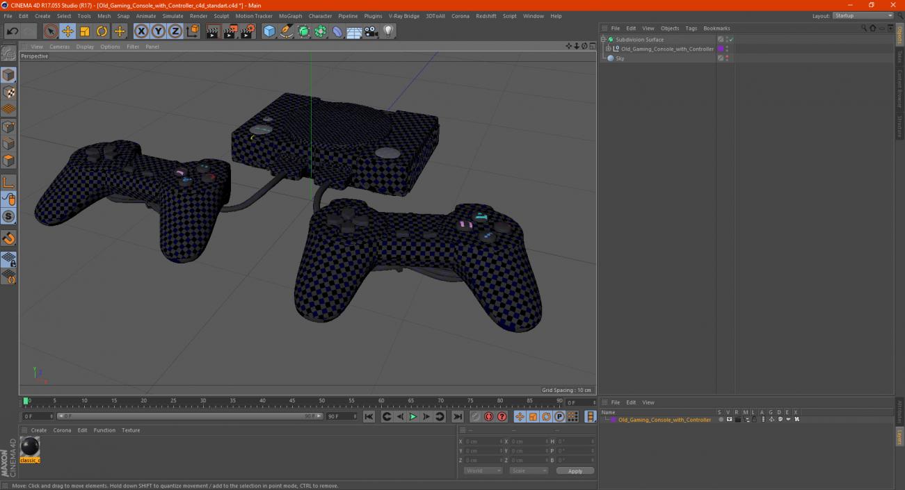 Old Gaming Console with Controller 3D model