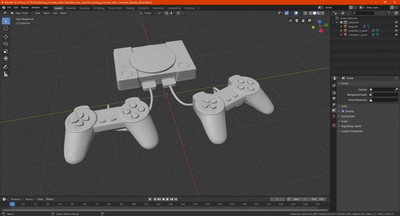 Old Gaming Console with Controller 3D model