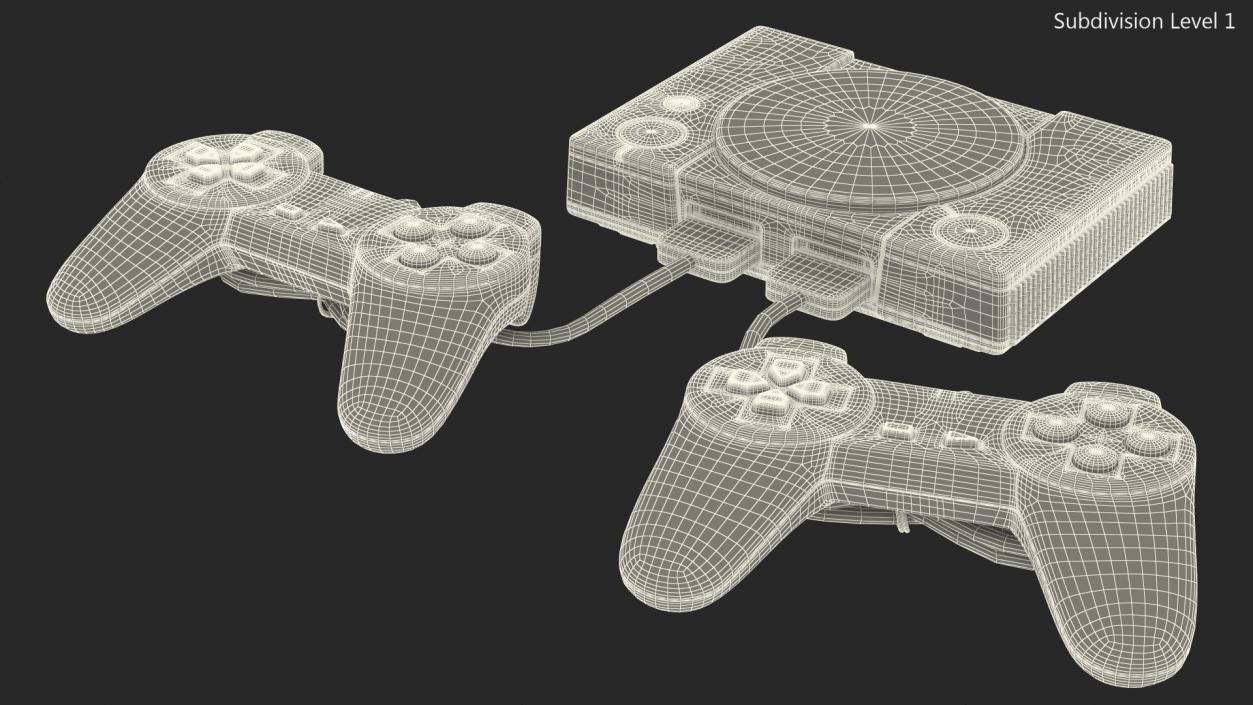 Old Gaming Console with Controller 3D model