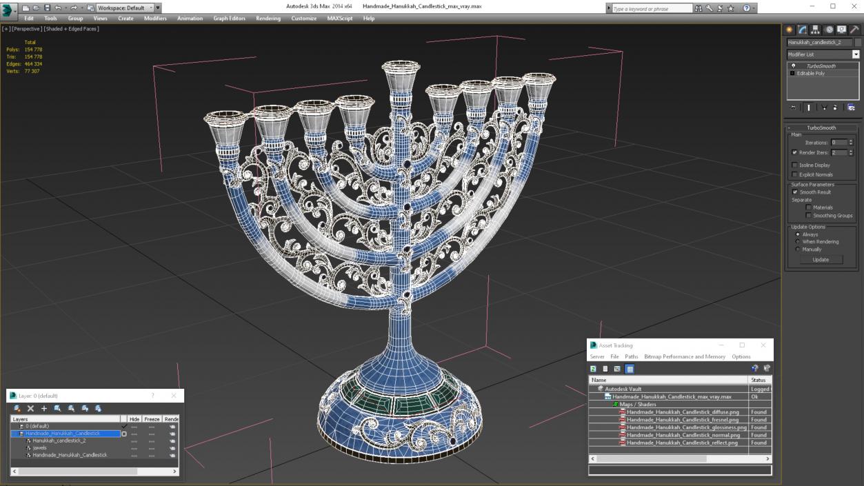 Handmade Hanukkah Candlestick 3D model