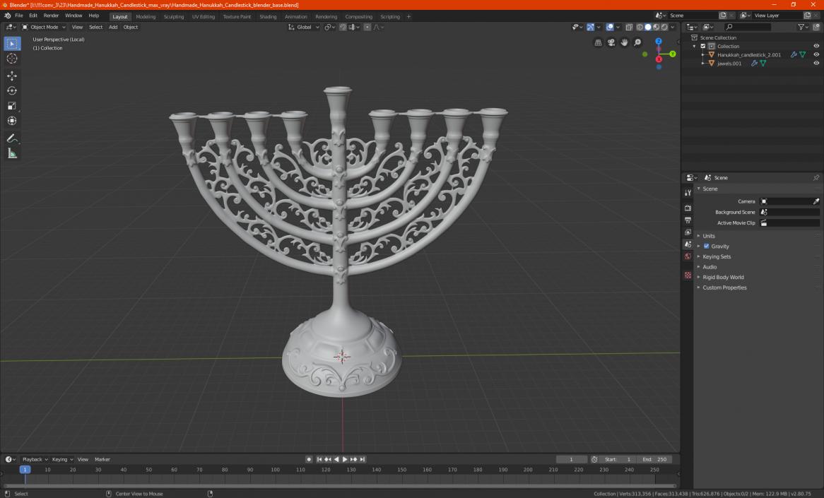 Handmade Hanukkah Candlestick 3D model