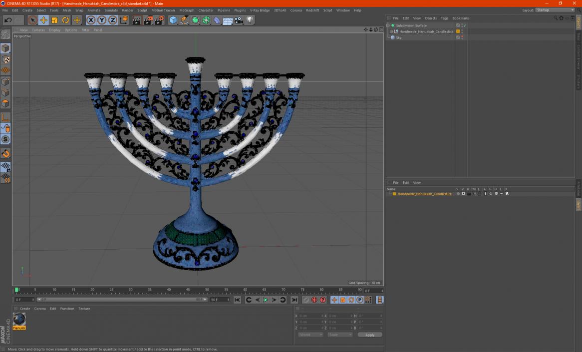 Handmade Hanukkah Candlestick 3D model