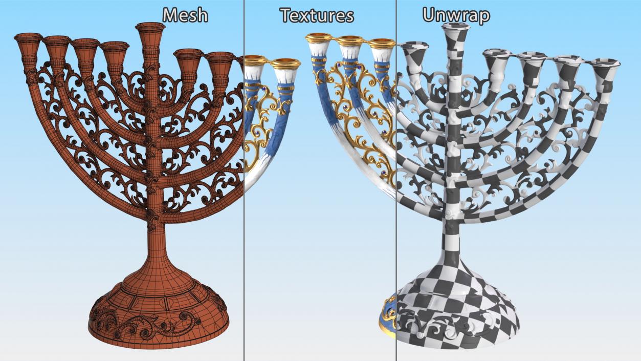 Handmade Hanukkah Candlestick 3D model