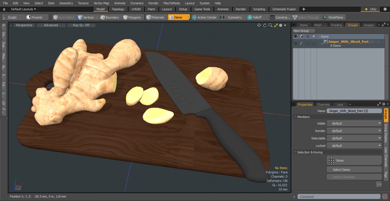 Sliced Ginger Cutting Board 3D